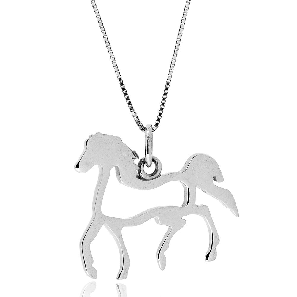 Colar com Pingente Cavalo Grande Vazado