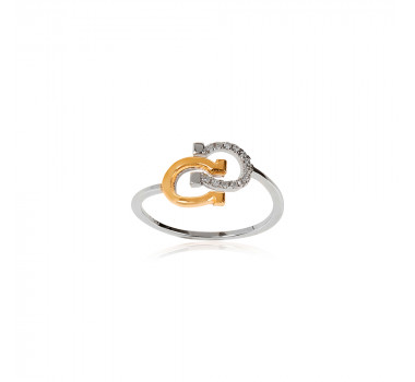 Anel Ferraduras com Diamantes em Ouro Branco - Imagem 2