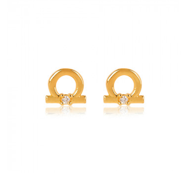Brinco Ferradura Média com Espinelio em Ouro Amarelo
