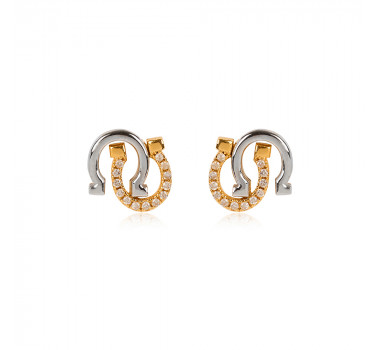 Brinco Ferraduras com Diamantes em Ouro Branco
