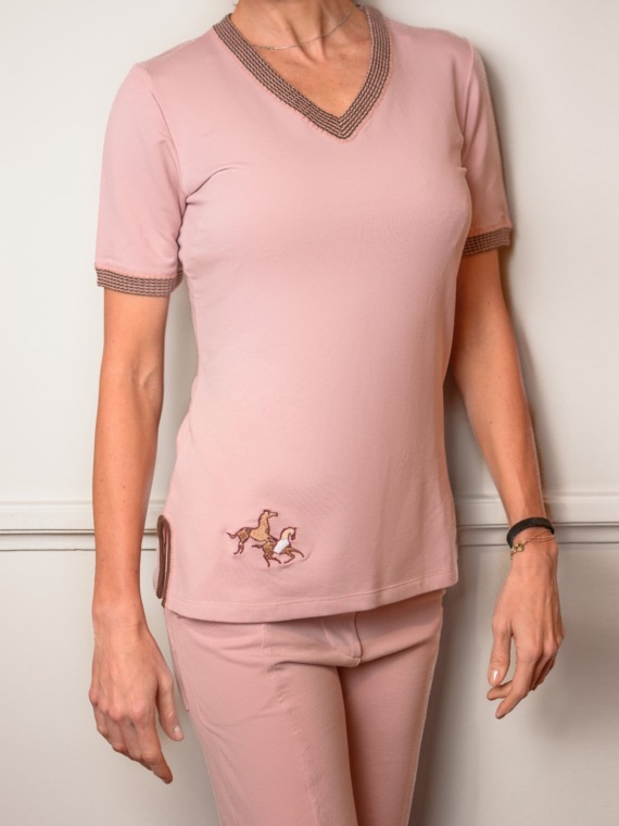 Blusa Sporty jump decote V com tricot- PP