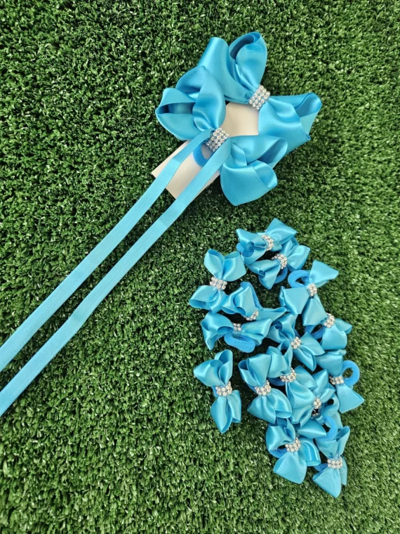 Kit de Mini Lacinhos + Kit de Rabo e Cabelo em Cetim - Azul Celeste