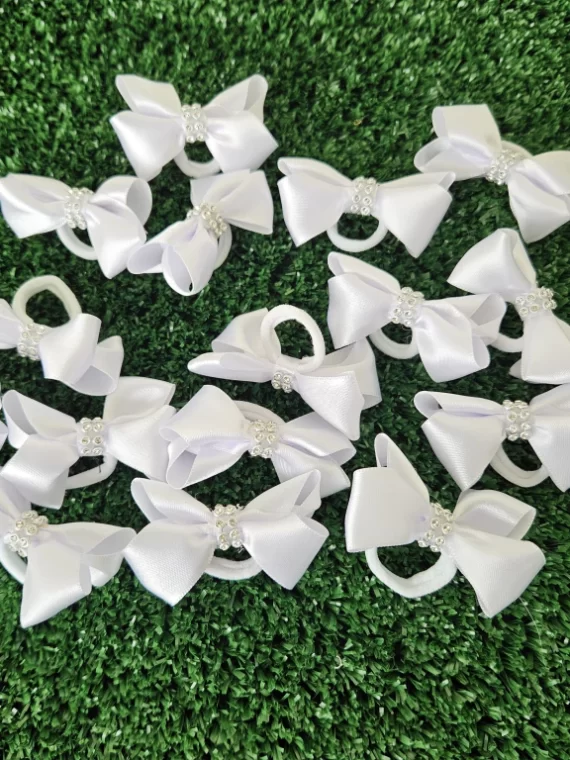 Kit de Mini Lacinhos em Cetim - Branco