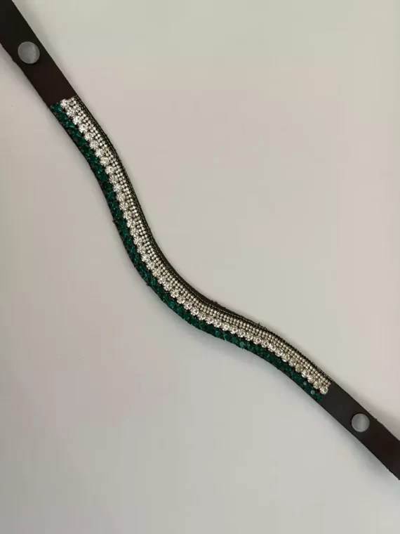 Testeira em U - Verde Esmeralda com Prata