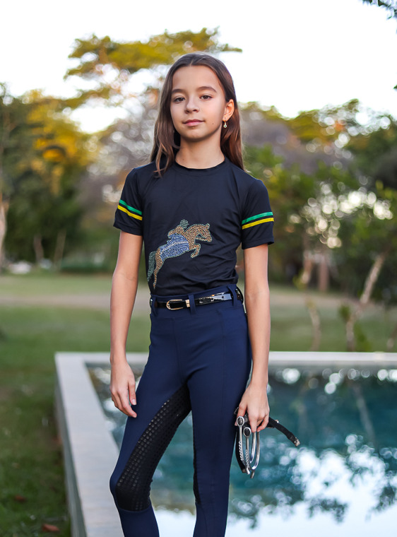 Culote Hipismo Treino Kids Azul Marinho Dark Full Grip Horse SA