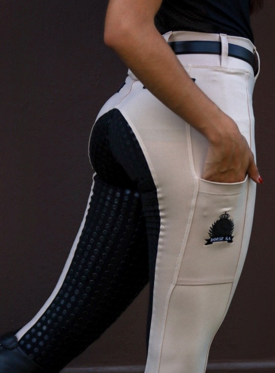 Culote Hipismo Prova Areia e Preto Full Grip Horse SA