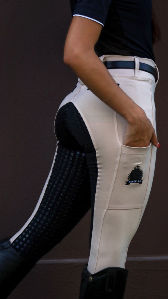 Culote Hipismo Prova Areia e Preto Full Grip Horse SA