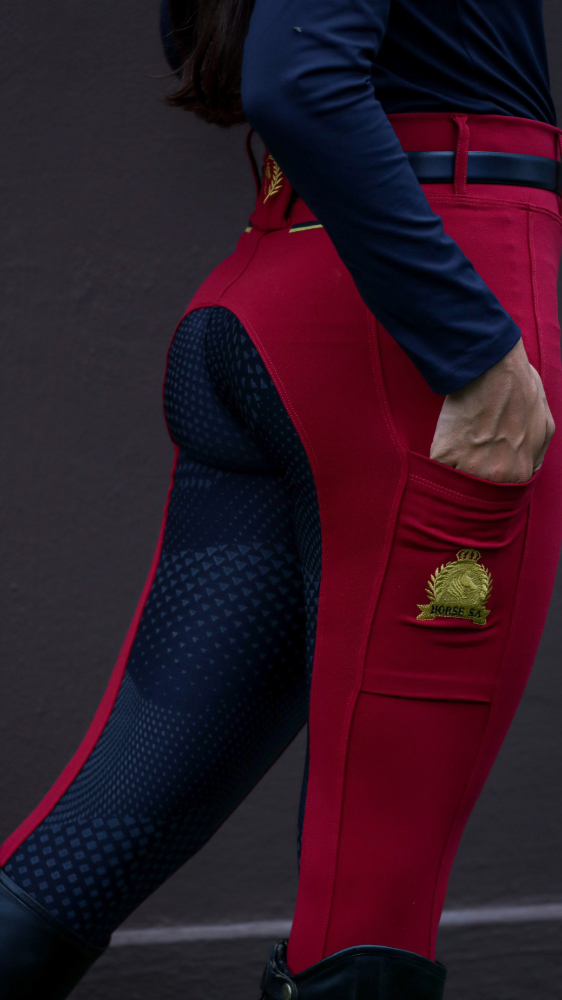 Culote Hipismo Treino Marsala e Preto Legging Horse SA
