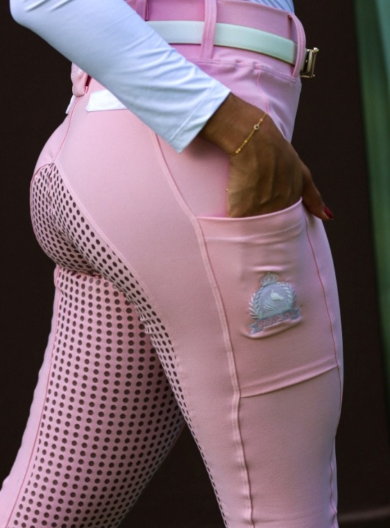 Culote Hipismo Treino Rosa Bebê Full Grip Horse SA