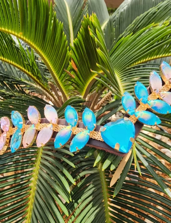 Testeira Atena - Coração Azul Multicolor