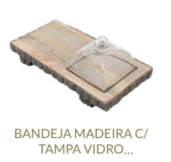 Bandeja Madeira c/ Tampa de Vidro