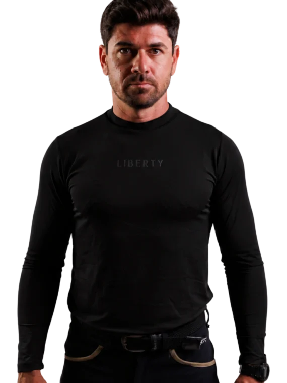 Camiseta Masculina Wings Treino Hipismo UV Manga Longa - Preta