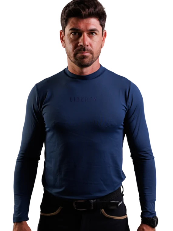 Camiseta Masculina Wings Treino Hipismo UV Manga Longa - Marinho