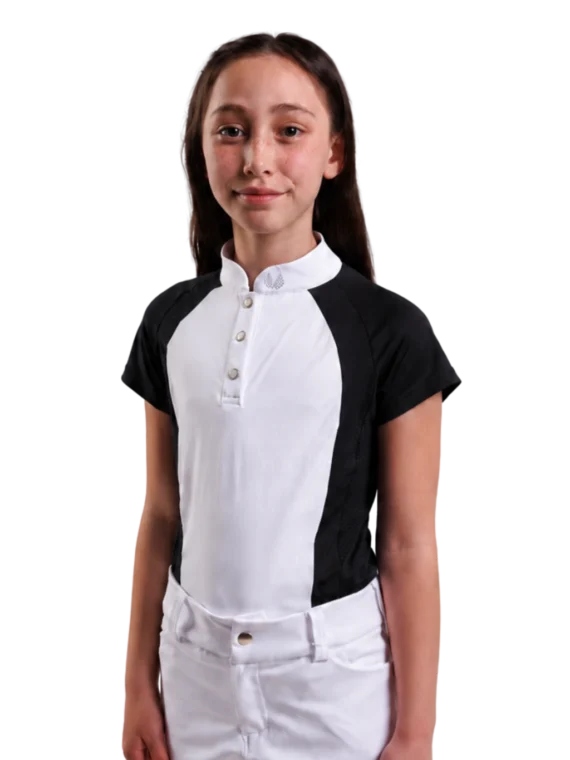 Blusa Prova Infantil Hipismo Fresh Manga Curta - Preta