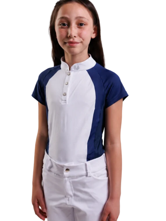 Blusa Prova Infantil Hipismo Fresh Manga Curta - Marinho