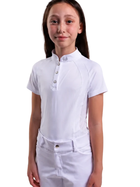 Blusa Prova Infantil Hipismo Fresh Manga Curta - Branca
