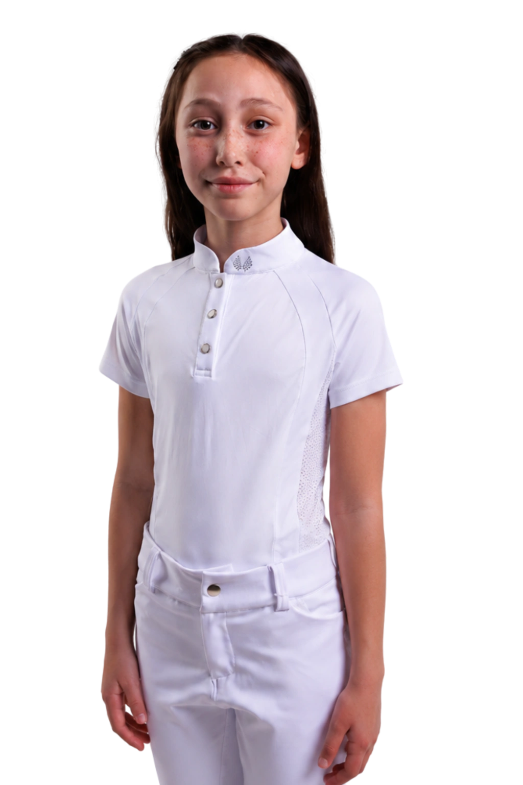 Blusa Prova Infantil Hipismo Fresh Manga Curta - Branca