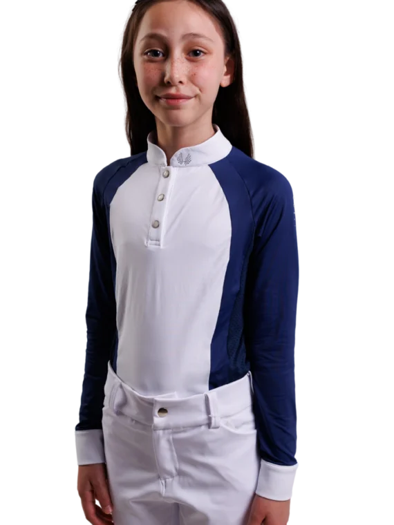Blusa Prova Infantil Hipismo Fresh Manga Longa - Marinho
